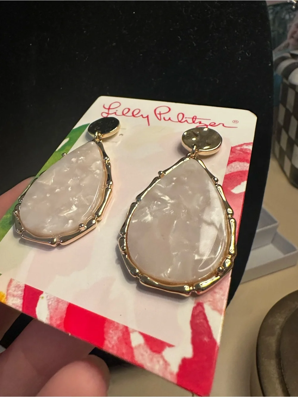 Lilly Pulitzer Rose Quartz Teardrop Drop Earrings